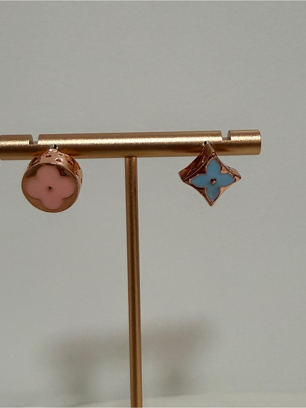 Mixed Pink and Blue Floral Drop Earrings - Unbranded